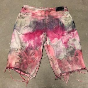 Vintage Marithe Francois Girbaud Custom Painted Denim Jean Shorts Size 36